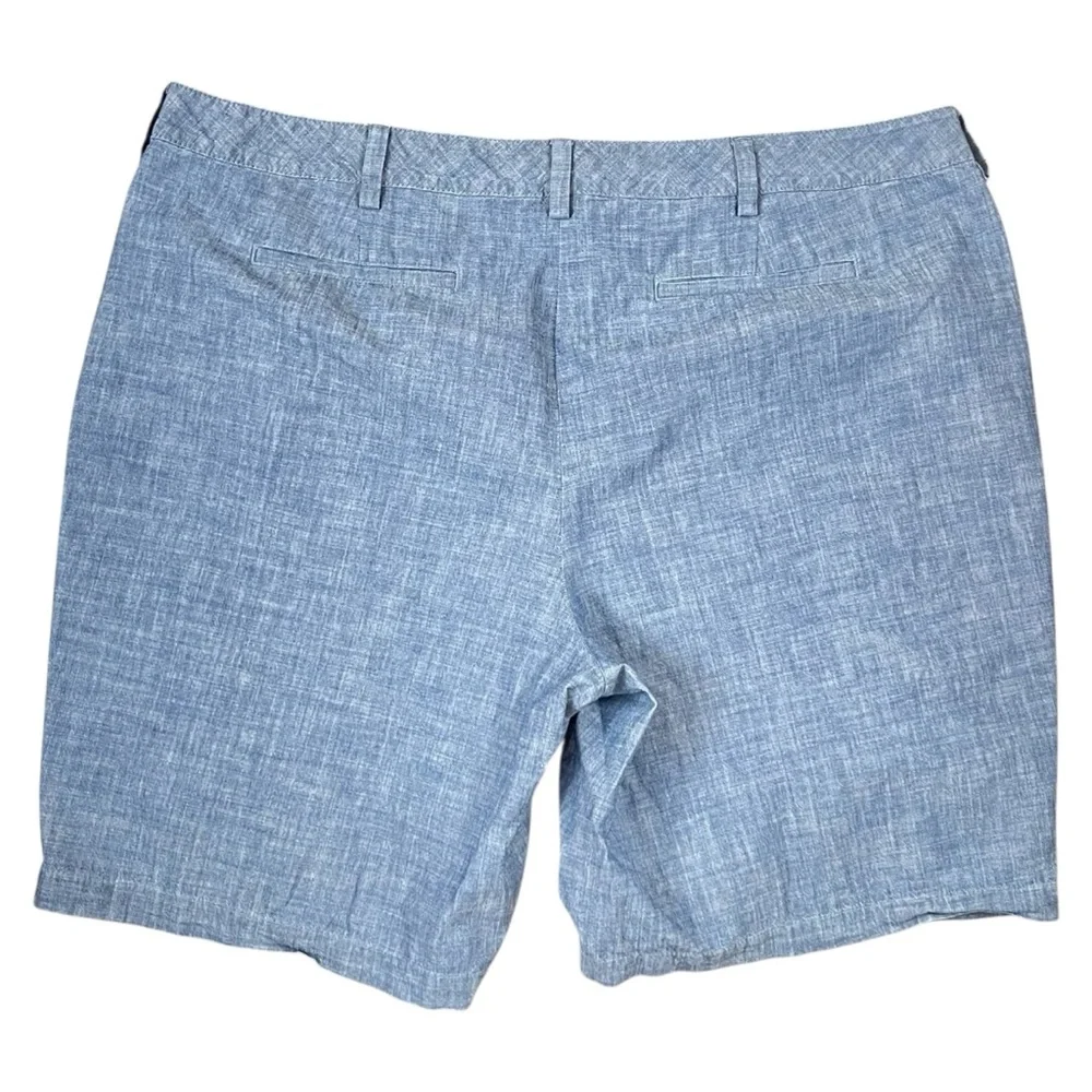 Lands’‎ End Women’s 22W Blue Chambray Cotton Mid Rise Walking Shorts Plus Size